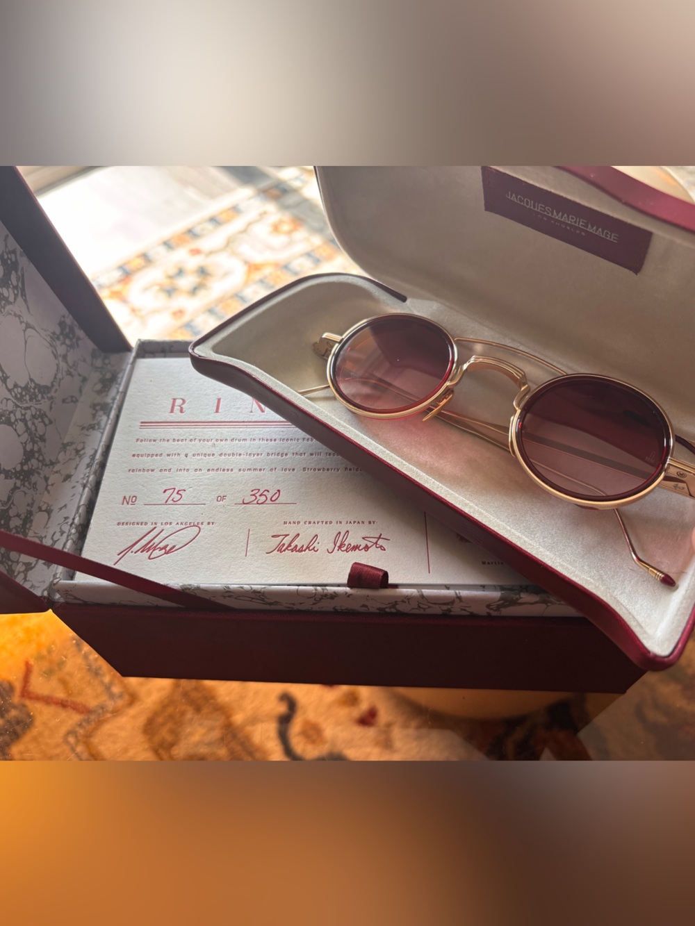 Jacques Marie Mage Women's Round Gold Sunglasses with Brown Lenses